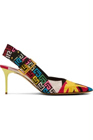Balmain Ruby Satinpumps mit Monogramm-Print
