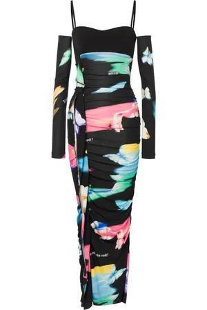 Moschino Gerafftes Minikleid mit Print