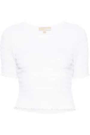 Michael Kors Gesmoktes T-Shirt mit Rüschen