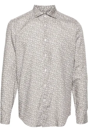 CANALI Popeline-Hemd mit Blumen-Print