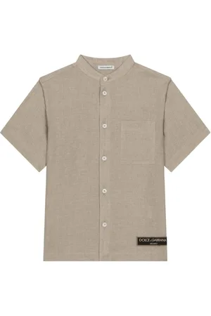 Dolce & Gabbana Leinenhemd mit Logo-Applikation