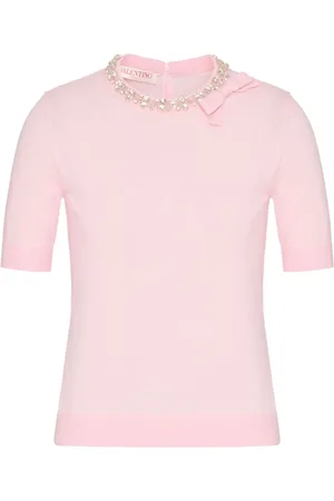 VALENTINO GARAVANI Fein gestricktes T-Shirt mit Kristallen
