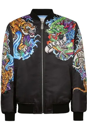 Philipp Plein Satin-Bomberjacke mit Tattoo-Print