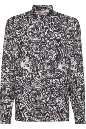 Philipp Plein Seidenhemd mit Tattoo-Print