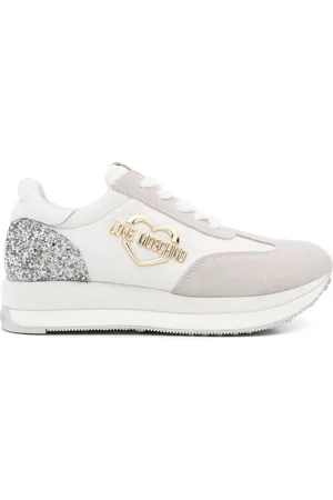 Moschino Wildleder-Sneakers mit Logo-Schild