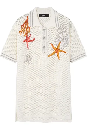VERSACE Poloshirt aus Häkelstrick