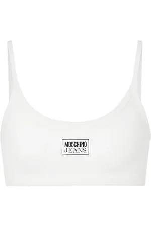 Moschino Geripptes Bustier mit Logo-Applikation