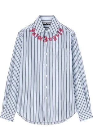 Palm Angels Gestreiftes Hemd mit Logo-Print