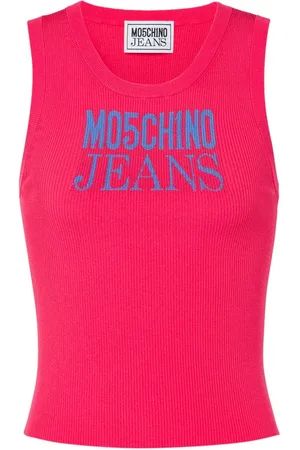Moschino Geripptes Tanktop mit Logo-Print