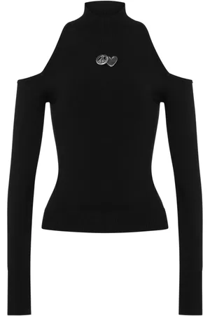 Moschino Schulterfreier Pullover mit Applikation