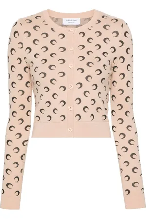 Marine Serre Cardigan mit Sichelmond-Stickerei