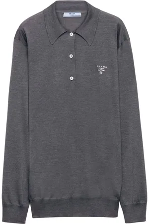 Prada Seiden-Poloshirt mit Logo-Stickerei