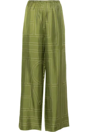 Totême Gerade Seidenhose mit Monogramm