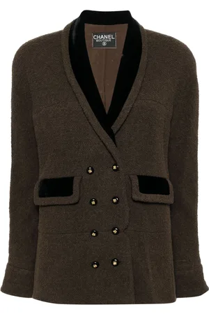 CHANEL 2000s doppelreihige Tweed-Jacke