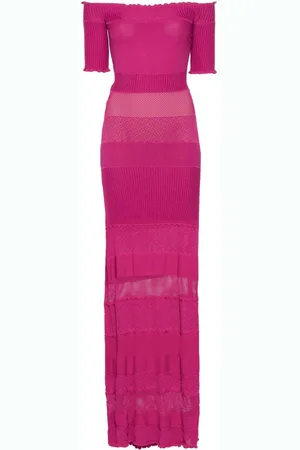 GEMY MAALOUF Schulterfreies Maxi-Strickkleid
