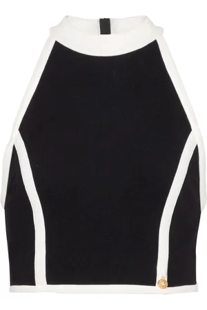 Balmain Zweifarbiges Neckholder-Oberteil