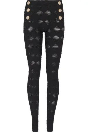 Balmain Gestrickte Leggings mit geprägtem Knopf