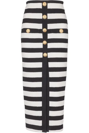 Balmain Gestrickter Midirock mit Streifen