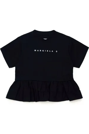 Maison Margiela Gerüschtes T-Shirt mit Logo-Print