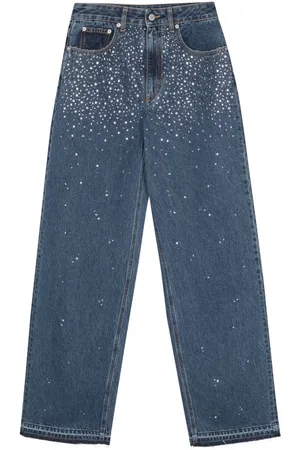 Alessandra Rich Wide-Leg-Jeans mit Strass
