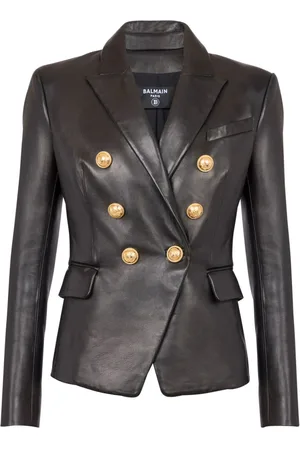 Balmain Doppelreihiger Lederblazer