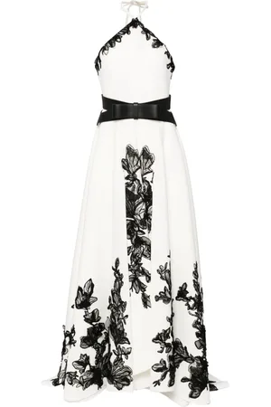 Saiid Kobeisy Neopren-Abendkleid mit Blumenstickerei