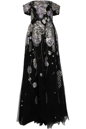 Saiid Kobeisy Schulterfreies Kleid mit Tüll