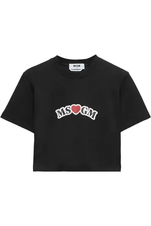 Msgm Cropped-T-Shirt mit Logo-Print