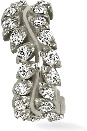 Lark & Berry 14kt Whispering Vine Weißgoldcreole mit Diamanten