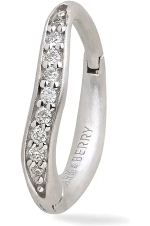 Lark & Berry Große 14kt Dune Weißgoldcreole mit Diamanten
