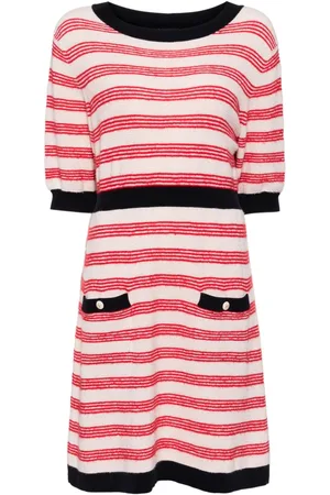 CHANEL 2000s Gestreiftes Strickkleid