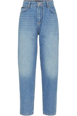 Philipp Plein High-Waist-Jeans mit Logo-Applikation