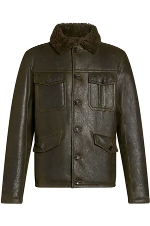 Etro Lederjacke mit Shearling-Kragen