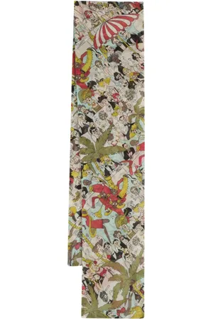 John Galliano Schal aus Seide mit grafischem Print