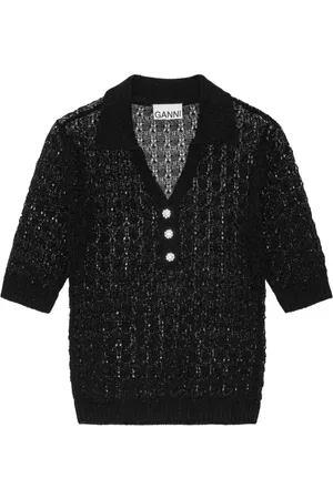 Ganni Oberteil mit Lochstrickmuster