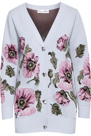 Oscar de la Renta Cardigan mit Jacquard-Blumenmuster