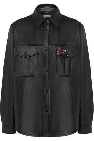 Moschino Lederjacke mit Sicherheitsnadel-Detail