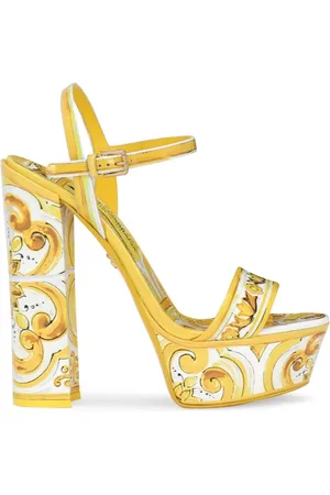 Dolce & Gabbana Plateau-Sandalen mit Majolica-Print 105mm