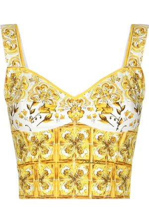 Dolce & Gabbana Cropped-Corsage mit Majolica-Print