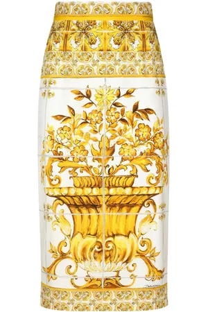 Dolce & Gabbana Seiden-Bleistiftrock mit Majolica-Print