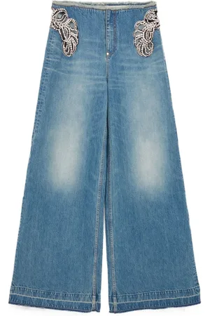 Stella McCartney Wide-Leg-Jeans mit Kristallen
