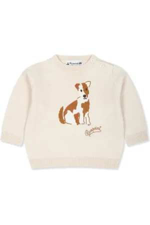 BONPOINT Intarsien-Pullover mit Logo-Stickerei