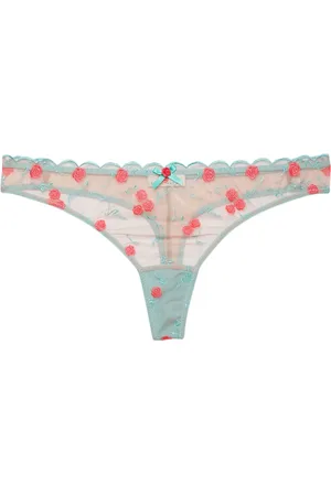 FLEUR DU MAL Rose and Vine Tanga mit Stickerei