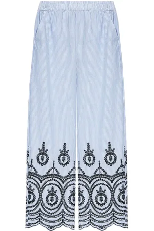 Munthe Gestreifte Hose mit Stickerei