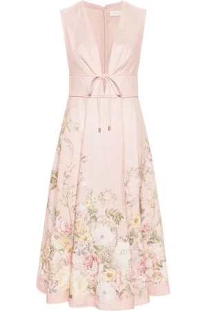 ZIMMERMANN Waverly Plunge Midikleid aus Leinen