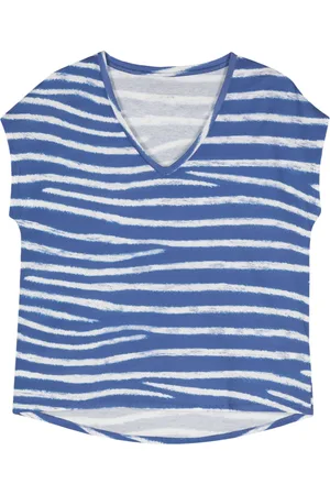 Majestic Gestreiftes T-Shirt mit V-Ausschnitt