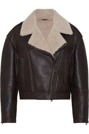 Brunello Cucinelli Lederjacke mit Shearling-Kragen