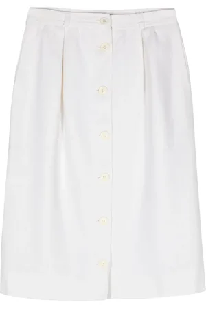 VALENTINO GARAVANI 1970s Leinenrock mit Knöpfen