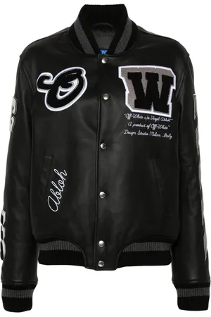 OFF-WHITE Leder-Bomberjacke mit Applikation