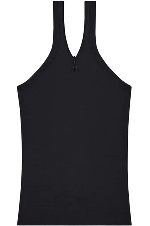 Courrèges Geripptes Trägershirt mit Logo